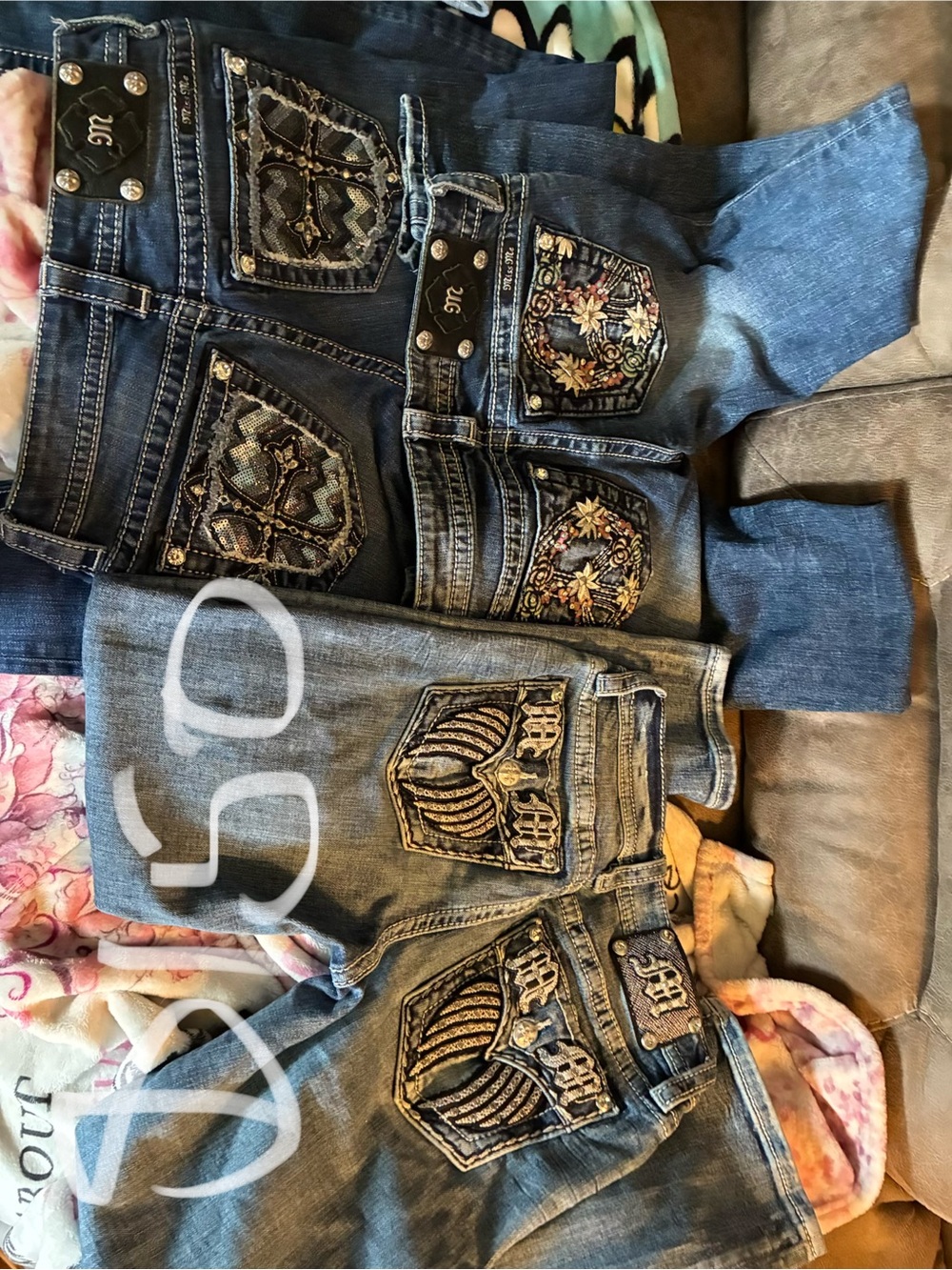 Miss Me Dark Blue Embroidered Pocket Jeans